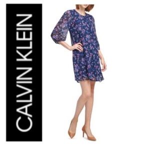 🌺 CALVIN KLEIN Floral-Print Shift Dress NWT $99 10